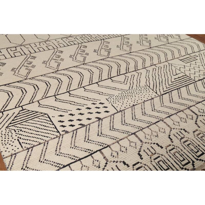 Geometric Moroccan Oriental Area Rug Hand-Knotted Wool Carpet - 8'9"x 12'6"
