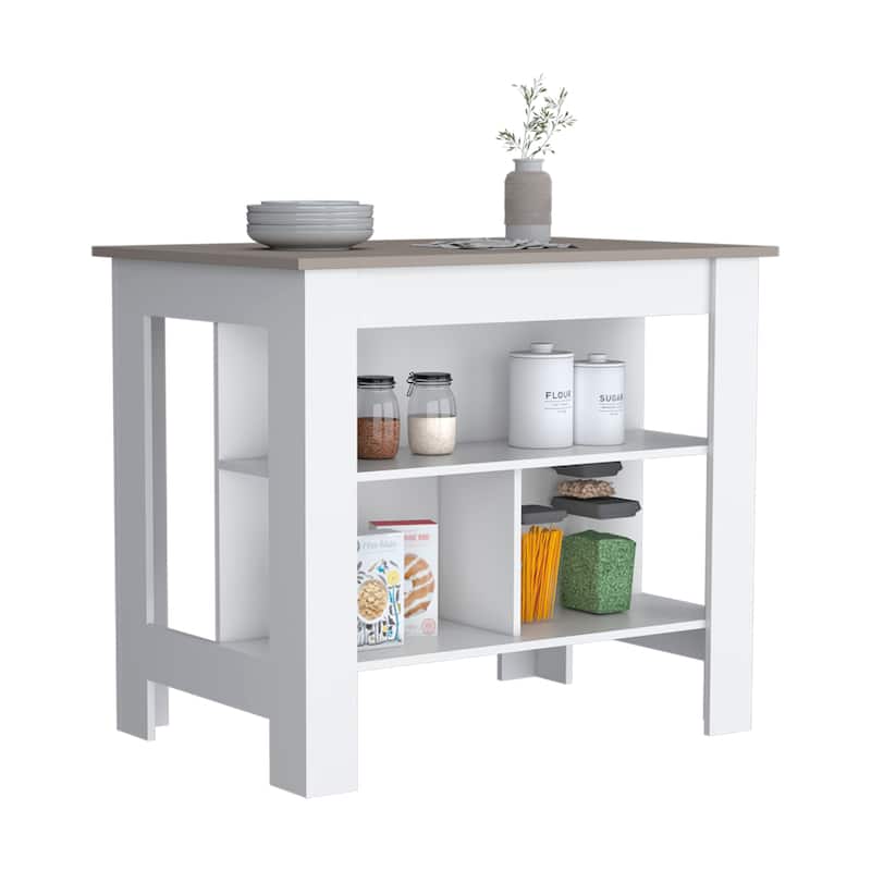 Cortes Kitchen Island 2-Tier Shelf 40" Width and large Work Top