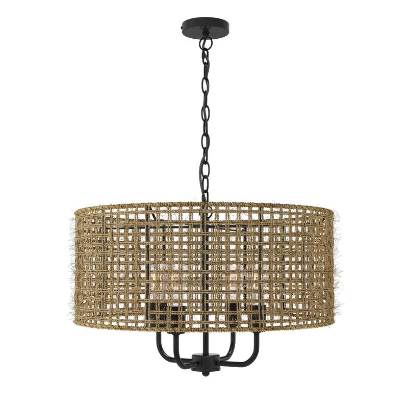 Retro Vintage 4-Light Personality Hemp Rope Pendant Lighting Fixture