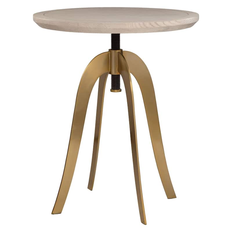 Round Top Adjustable Accent End Table - 26" - White and Brass