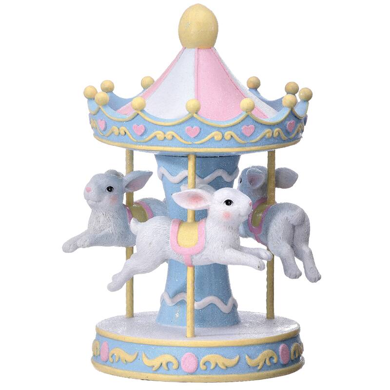 10.5" Resin Carousel With Bunny