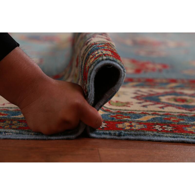 Hand Knotted Oriental 100% Wool Carpet Traditional Medallion Navy Blue & Blues Kazak Area Rug - 13' 7'' X 10' 1''