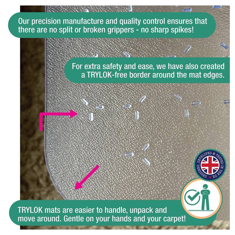 Cleartex® TrYlok® Vinyl Rectangular Chair Mat for Low Pile Carpets up to 1/4"