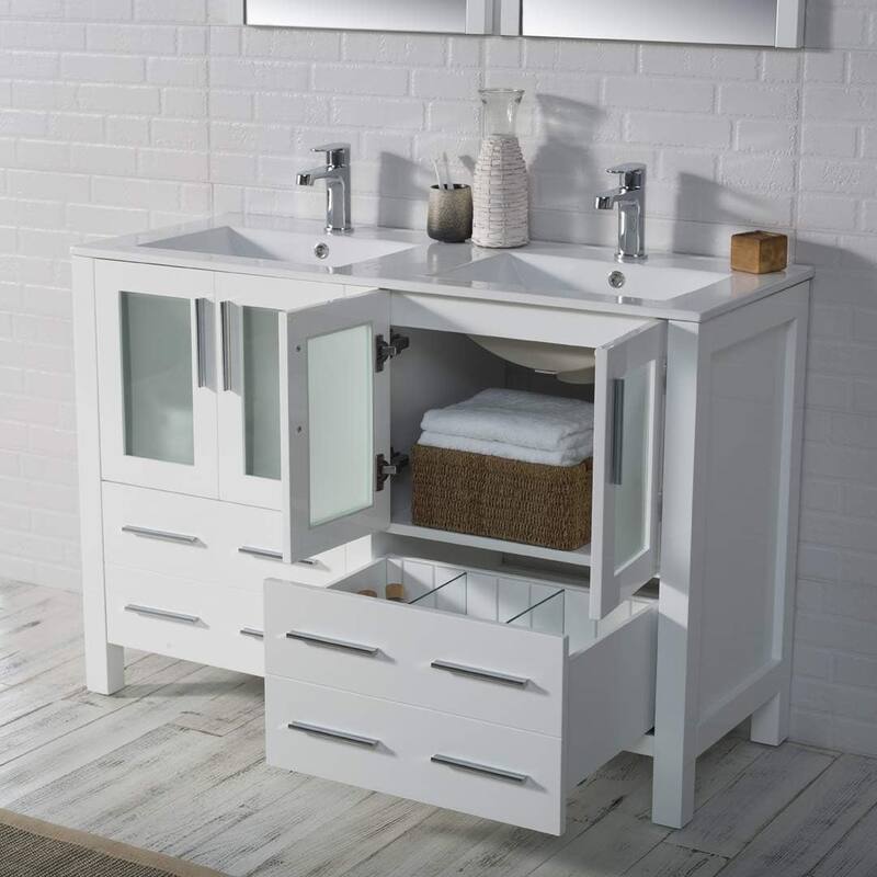 Blossom 48" Double Sink Bathroom Vanity with Ceramic Tops & Mirrors