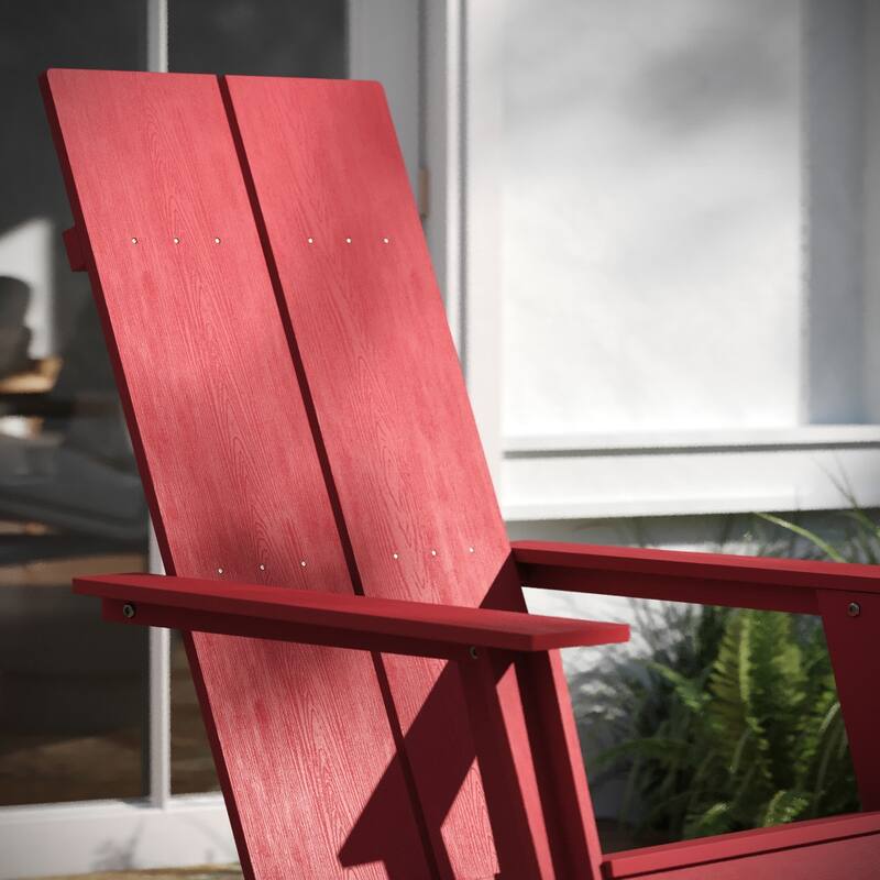 Modern Dual Slat Back Adirondack Style Chairs, Set of 4