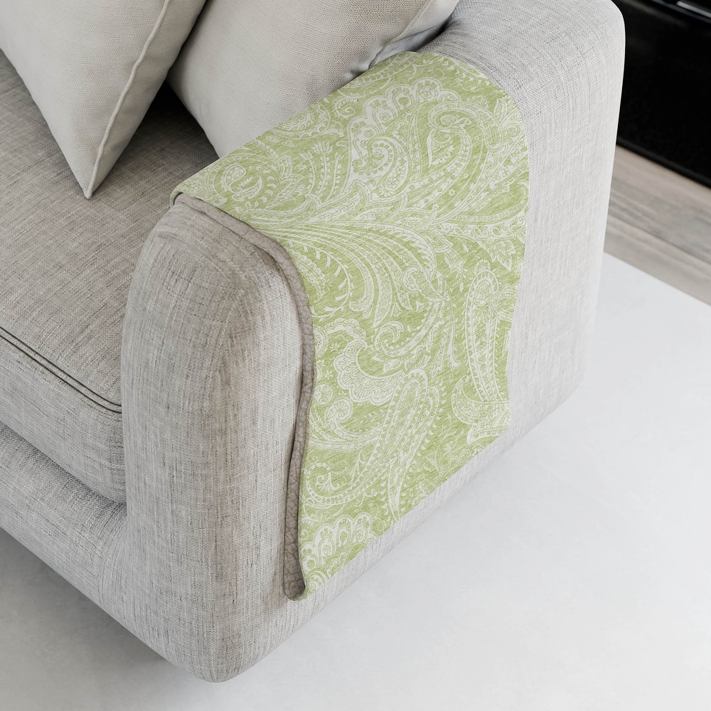 Premium Machine Washable Paisley Sherpa Throw Blanket