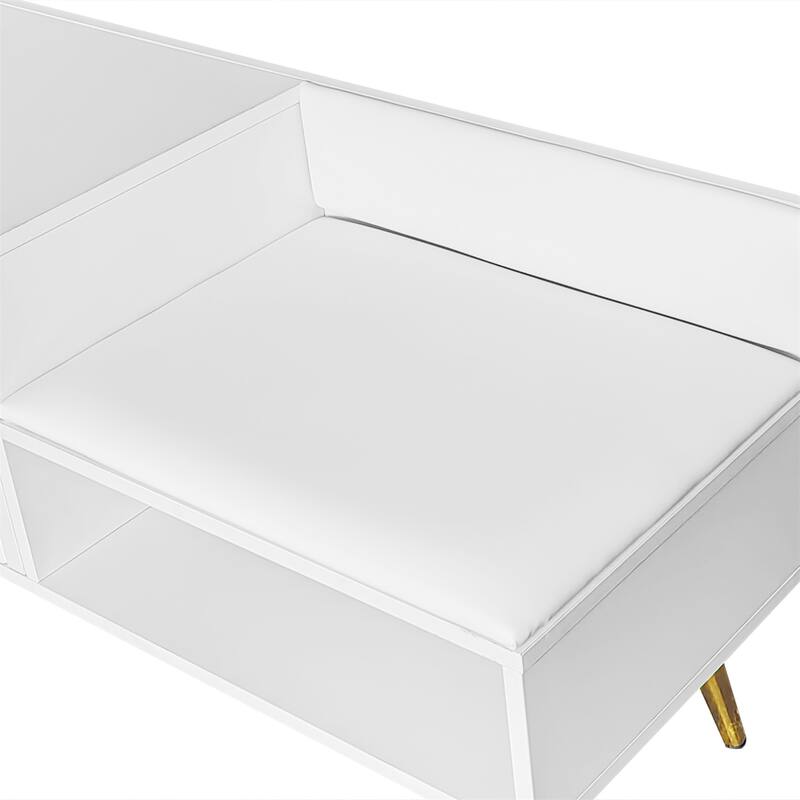 Shoe Storage Bench with Hidden Storage and Upholstered Cushions