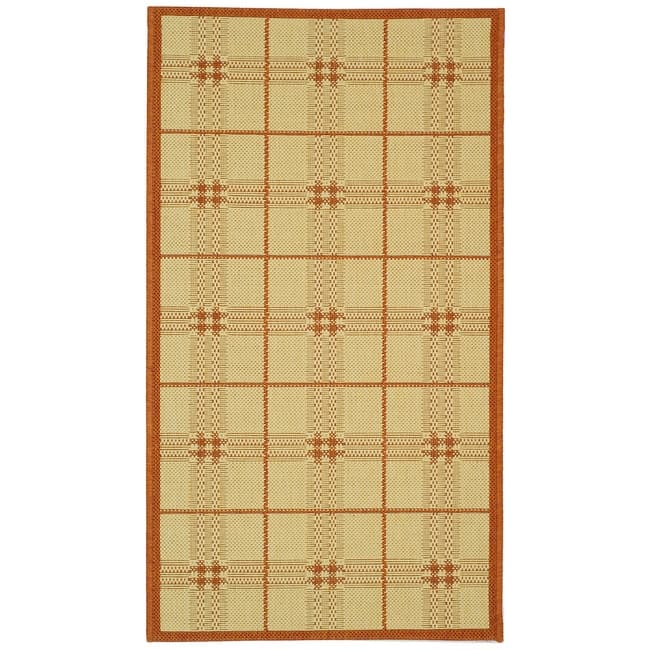 SAFAVIEH Courtyard Jacqui Indoor/ Outdoor Waterproof Patio Backyard Rug - 2' x 3'7" - Natural/Terra