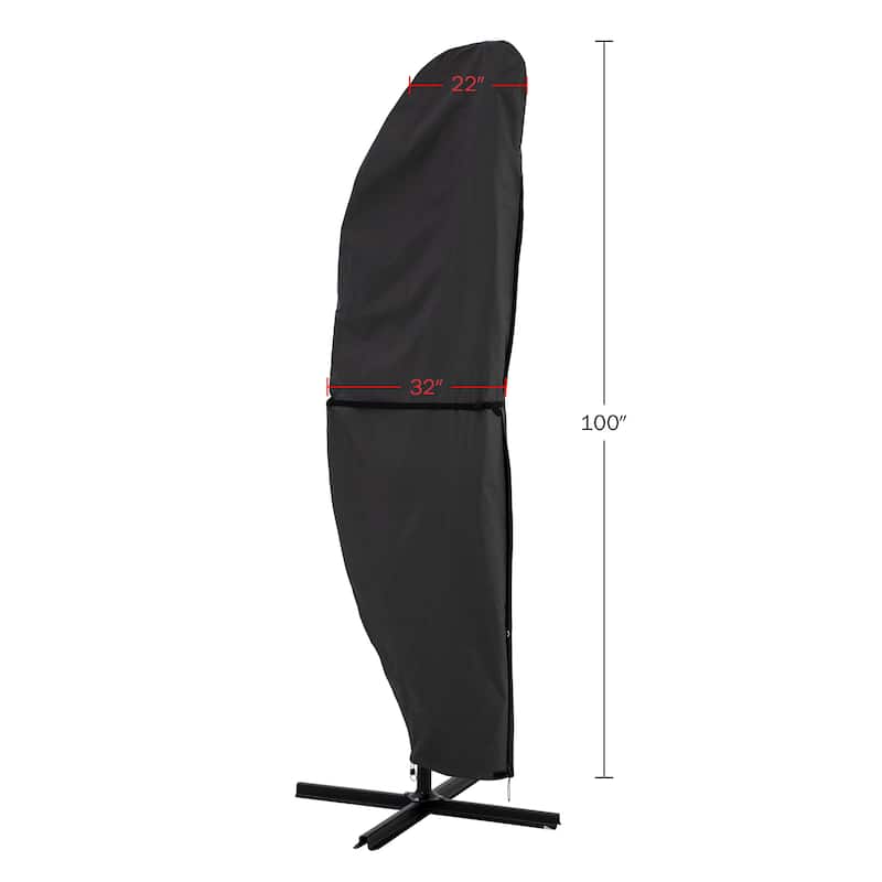 Offset Outdoor Umbrella Cover - Heavy-Duty Waterproof Protection for Banana Frame Umbrellas by Pure Garden (Gray)