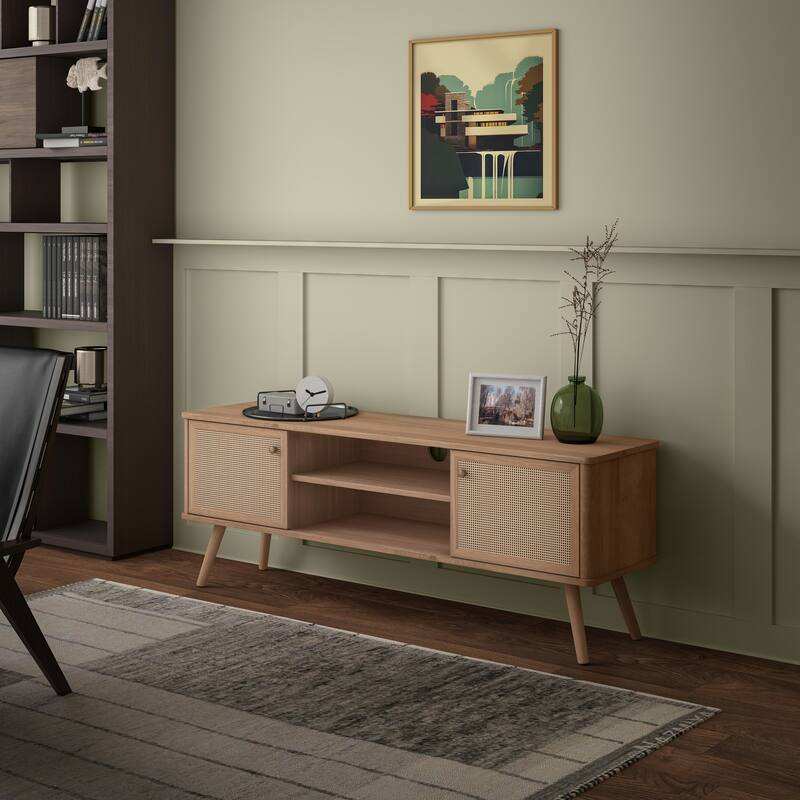 NPD Furniture Thelma KD 59.5 Inch Rattan TV Stand