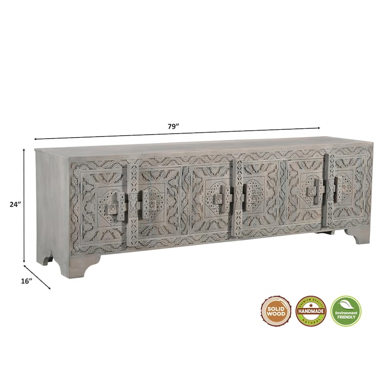 Clara 6-door Carved Solid Wood TV Stand