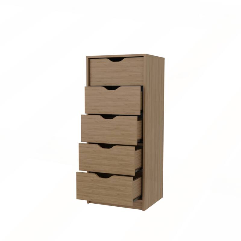 Natural Oak 5 Drawer Dresser - Natural - 5-drawer