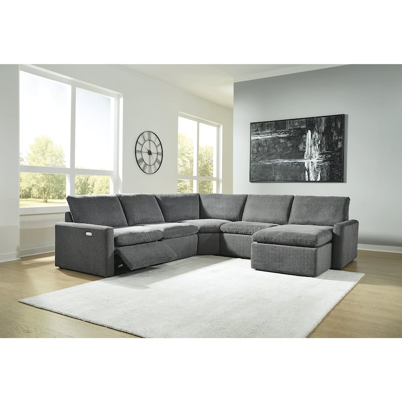Signature Design by Ashley Hartsdale Gray 5-Piece Power Reclining Sectional with Chaise - Left Facing