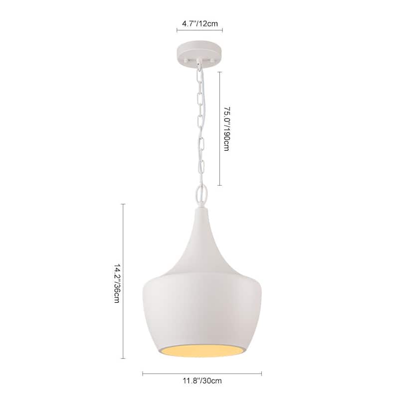 Nordic Style White 1-Light Dimmable Metal Pendant