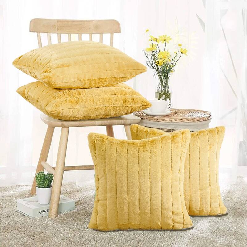 Supermink Soft Solid Throw Pillow Covers Set of 4, NO INSERT - Jojoba Yellow