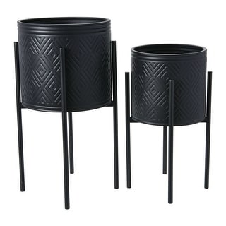 Main + Mesa – Set Di 2 Vasi In Metallo Con Rilievi, Bianco E Oro, Con Supporto, Stile Boho