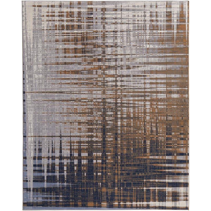 Grand Bazaar Takara Machine Made Abstract Modern Area Rug - 10' x 13'2" - Blue/Orange/Gray