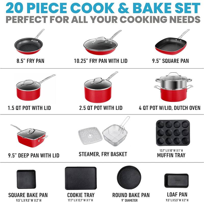 Granitestone 20 Piece Nonstick Cookware and Bakeware Set
