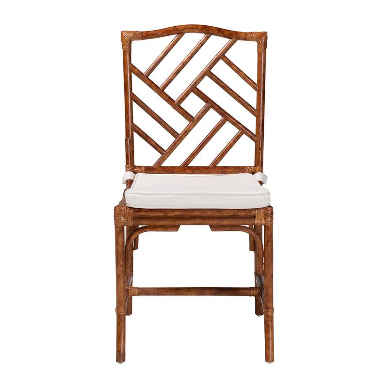 Rio Natural Rattan Dining Chair - Handwoven Wicker Accent Side Chair with Removable Cushion, for Dining Room or Accent Seating