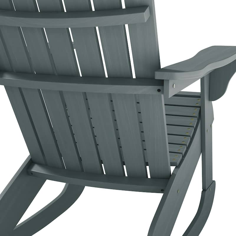 Outdoor Wooden Rocking Chair with Ergonomic Backrest and Slatted Design for Garden and Backyard Seating