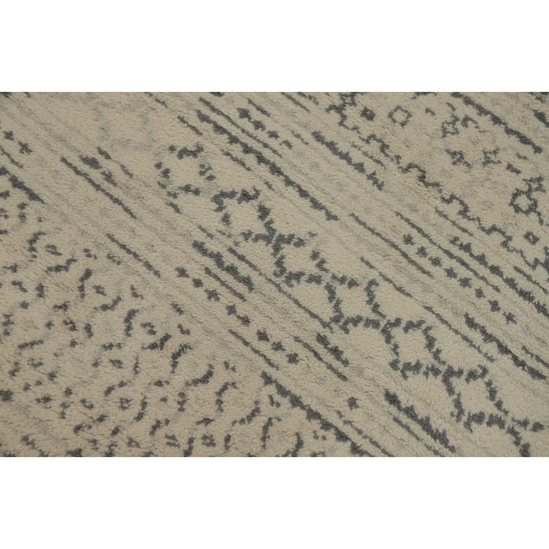 Hand-knotted Modern Wool Beige Geometric Area Rug Oriental Carpet - 7' 10'' X 5' 3''