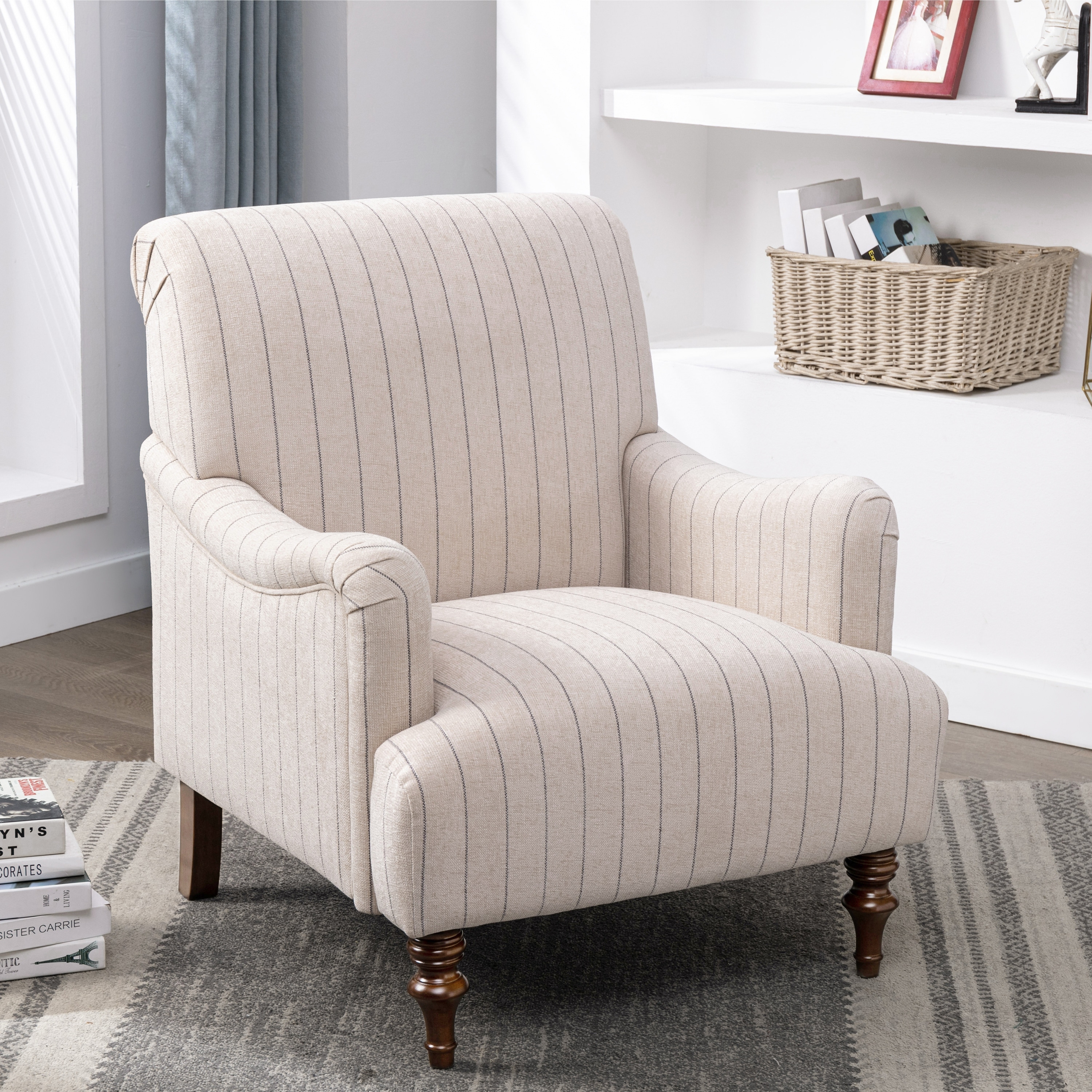 Sherman Sea Oat Pin Stripe Arm Chair