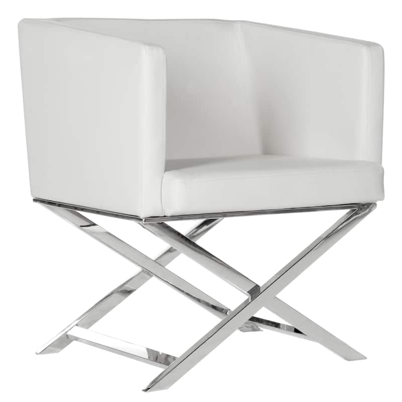 SAFAVIEH Inell Glam Navy/ Chrome Cross Leg Club Chair - 23Wx24Dx29H