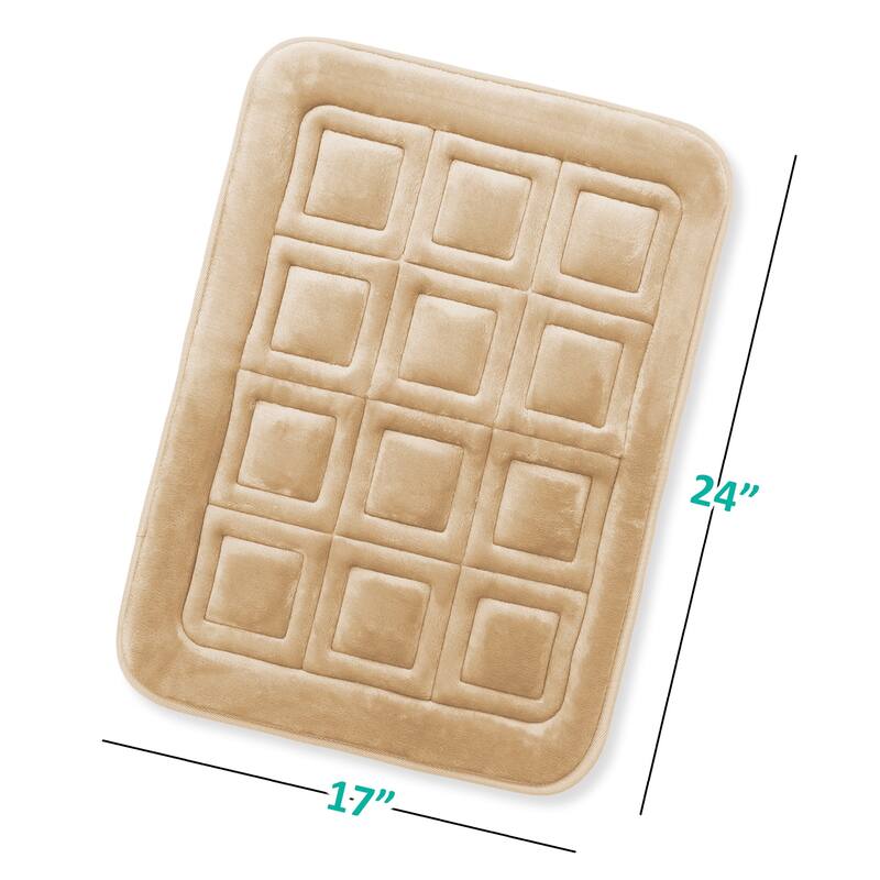 Clara Clark Ultra Soft Non Slip and Absorbent Bath Rug - Waffled Velvet Memory Foam Bath Mat