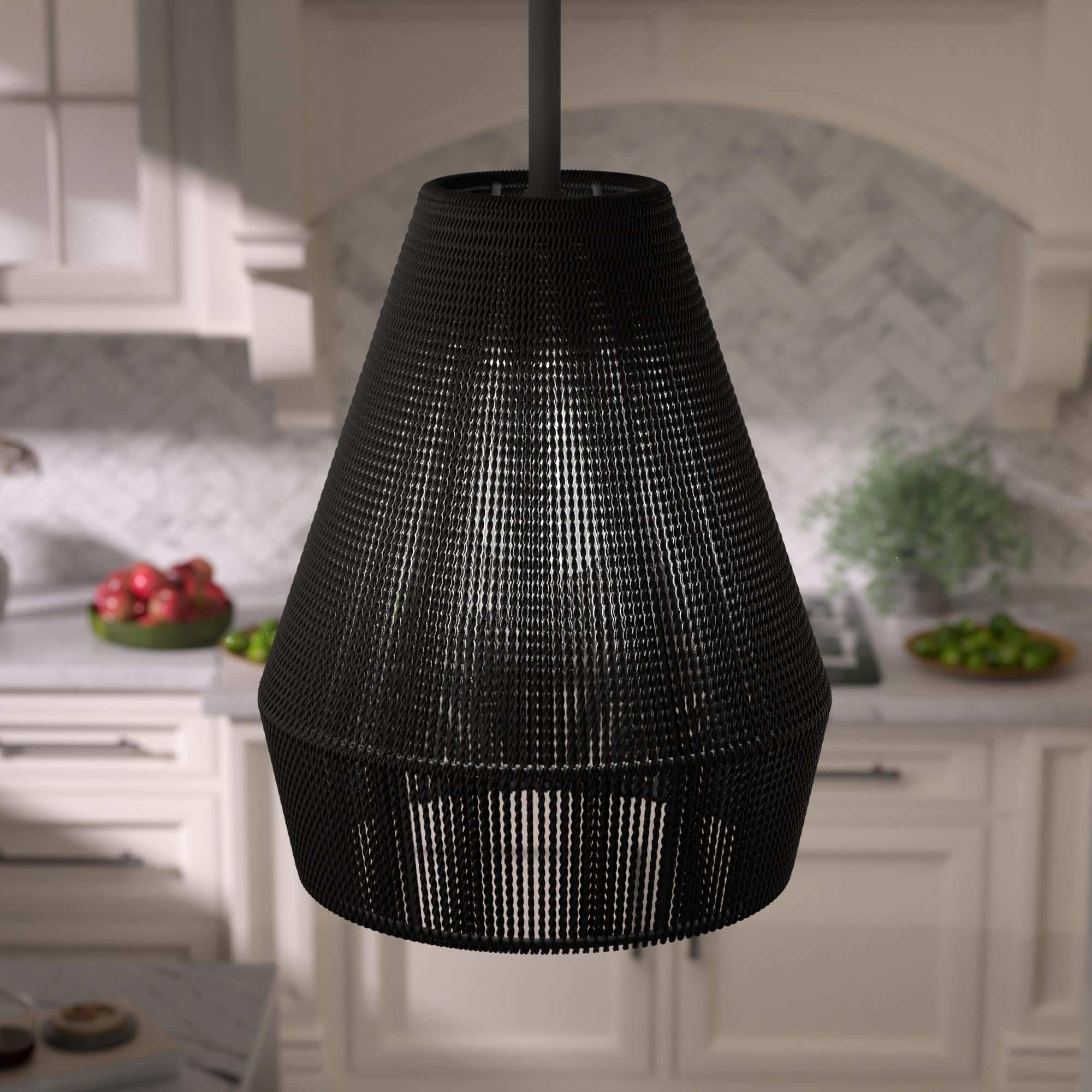 Acroma 1-light Farmhouse Coastal Boho Rattan Kitchen Island Pendant - 10'' D * 62'' H