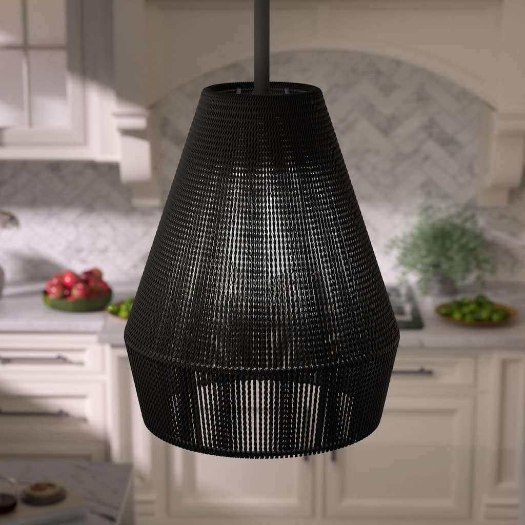 Acroma 1-light Farmhouse Coastal Boho Rattan Kitchen Island Pendant - 10'' D * 62'' H