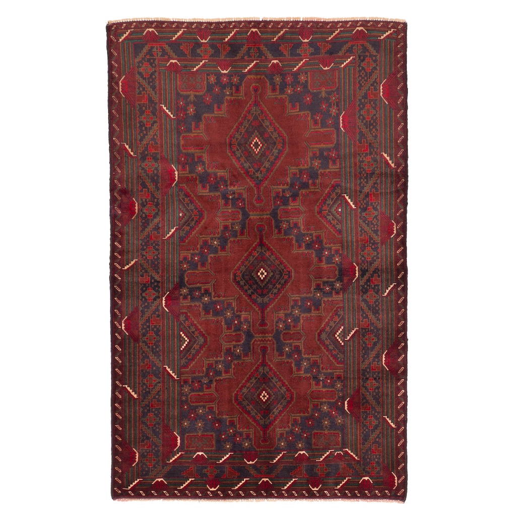 ECARPETGALLERY Hand-knotted Teimani Red Wool Rug - 3'10 x 6'3