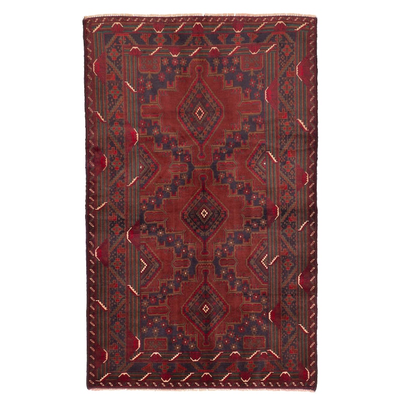 ECARPETGALLERY Hand-knotted Teimani Red Wool Rug - 3'10 x 6'3
