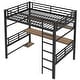preview thumbnail 7 of 10, Full Size Metal Loft Bed Frame with Storage Shelf and LED Light, Iron mesh, Black