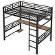 preview thumbnail 10 of 11, Full Size Metal Loft Bed with Ladder, Iron Mesh and Shelf, Storage Gaming Bed Frame with Desk and LED Light Strip