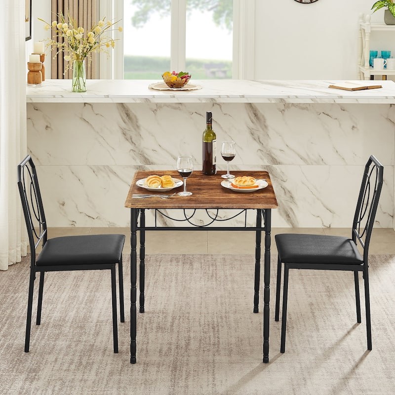 3-Piece Dining Table Set with 2 Chairs for Home Kitchen Breakfast Nook