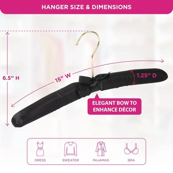 Premium HeavyDuty Thick Satin Padded Hangers Anti Slip - Black, Set of 12 - Bed Bath & Beyond - 15219949 Premium HeavyDuty Thick Satin Padded Hangers Anti Slip - Black, Set of 12 - Bed Bath & Beyond - 15219949