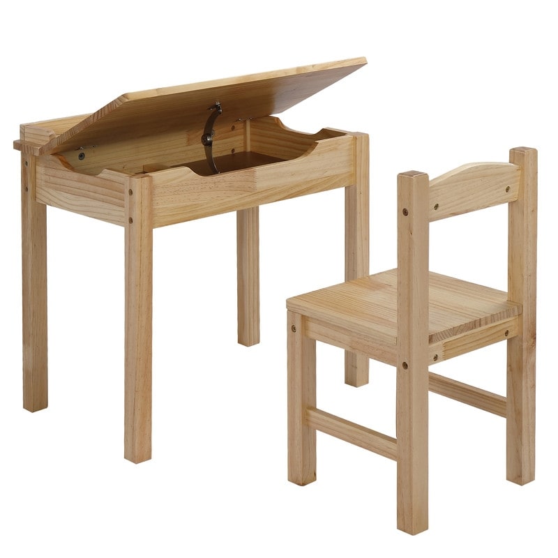 23 In. Wood Kids Activity Table Set With Flip Top And Storage Space - N/A