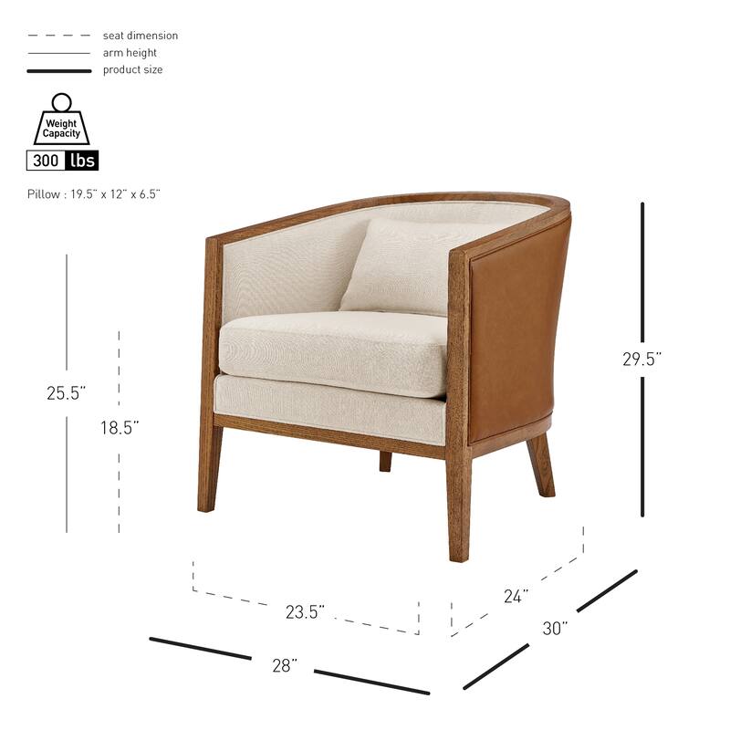 NPD Furniture Tillman Faux Leather/Linen Accent Arm Chair