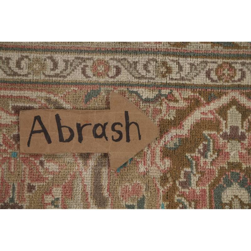 Hand Knotted Oriental 100% Wool Carpet Traditional Floral Pink Mashad Area Rug - 13' 9'' X 9' 7''