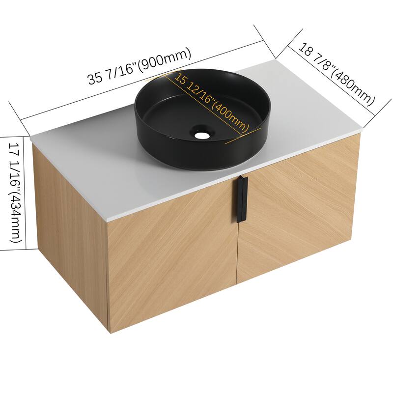 Bathroom Vanity With Sink In 30/36 Inch, Floating Bathroom Vanity With 2 Soft Close Doors