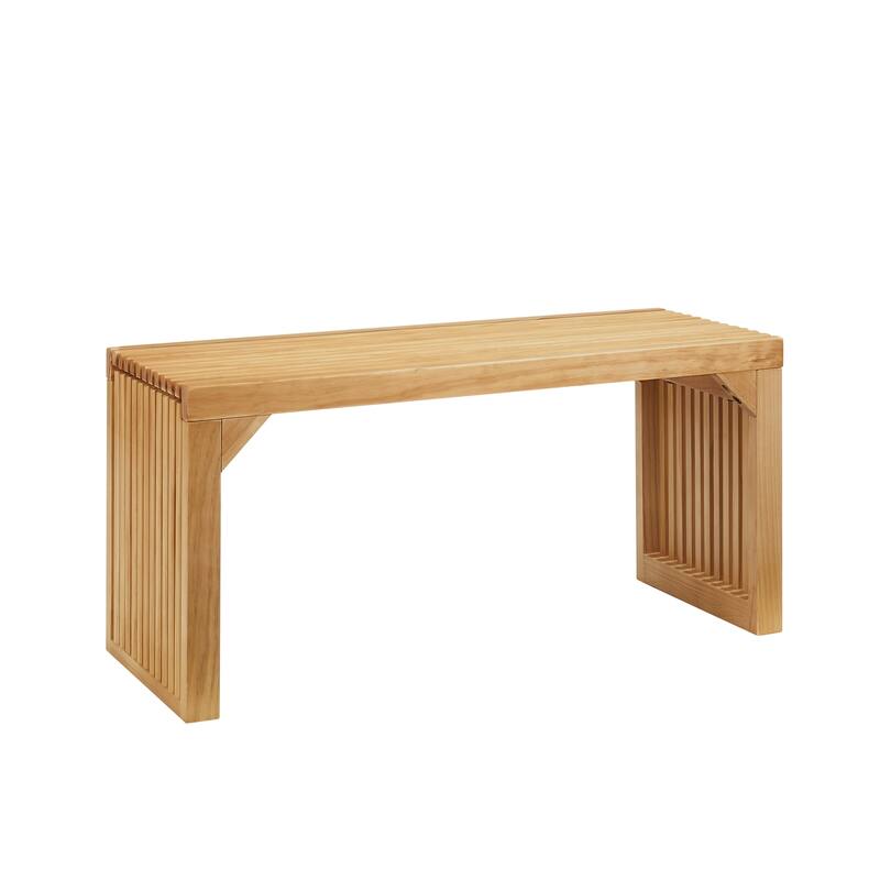Versatile Wood Dining Bench and Table Set with Tempered Glass Top