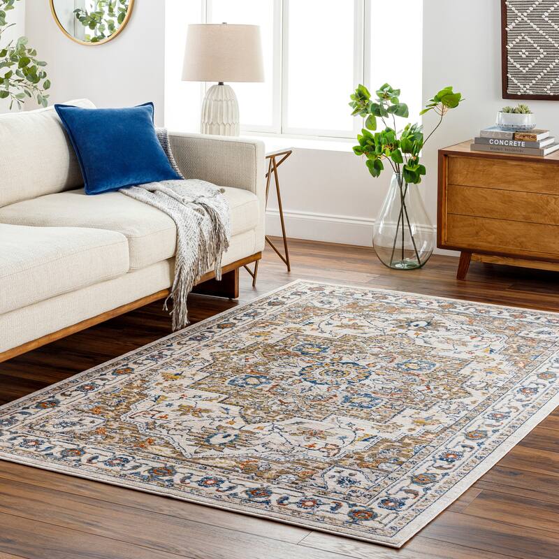 Niengold Traditional Medallion Area Rug - Brown/Cream - 6' Round