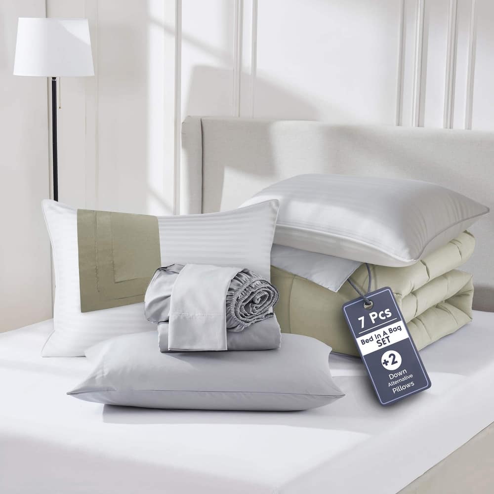 Empyrean Reversible Comforter Set Bed in a Bag with Down Alternative Pillow