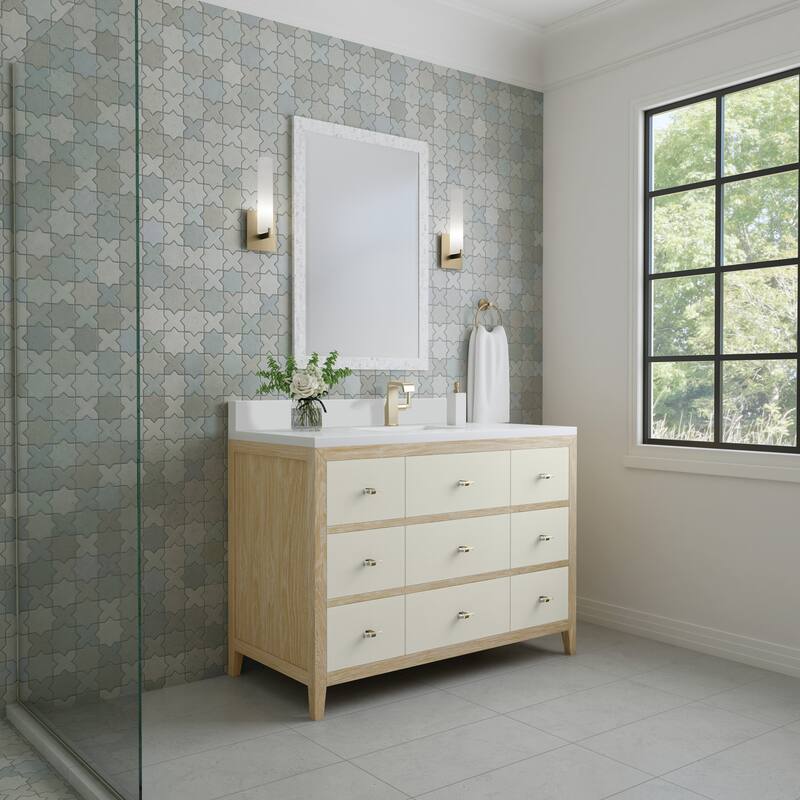 James Martin Vanities Celeste 48" Single Vanity, Sunwashed Oak with Embossed Shagreen