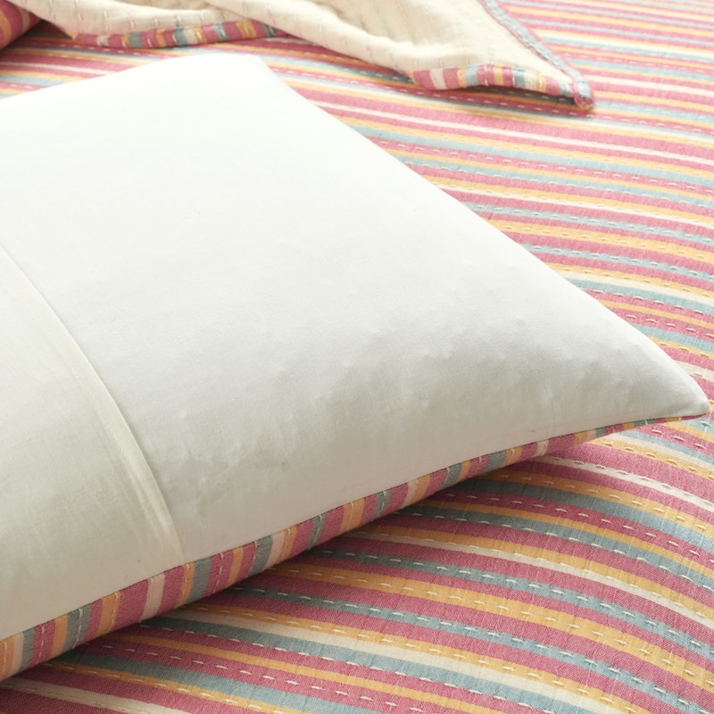 Lush Decor Tracy Stripe Pick Stitch Kantha Yarn Dyed Cotton Woven 3 Piece Quilt/Coverlet Set