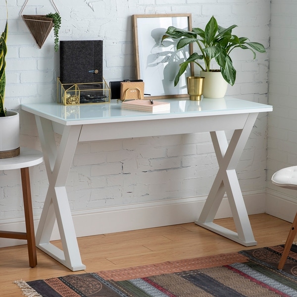 White desk glass top