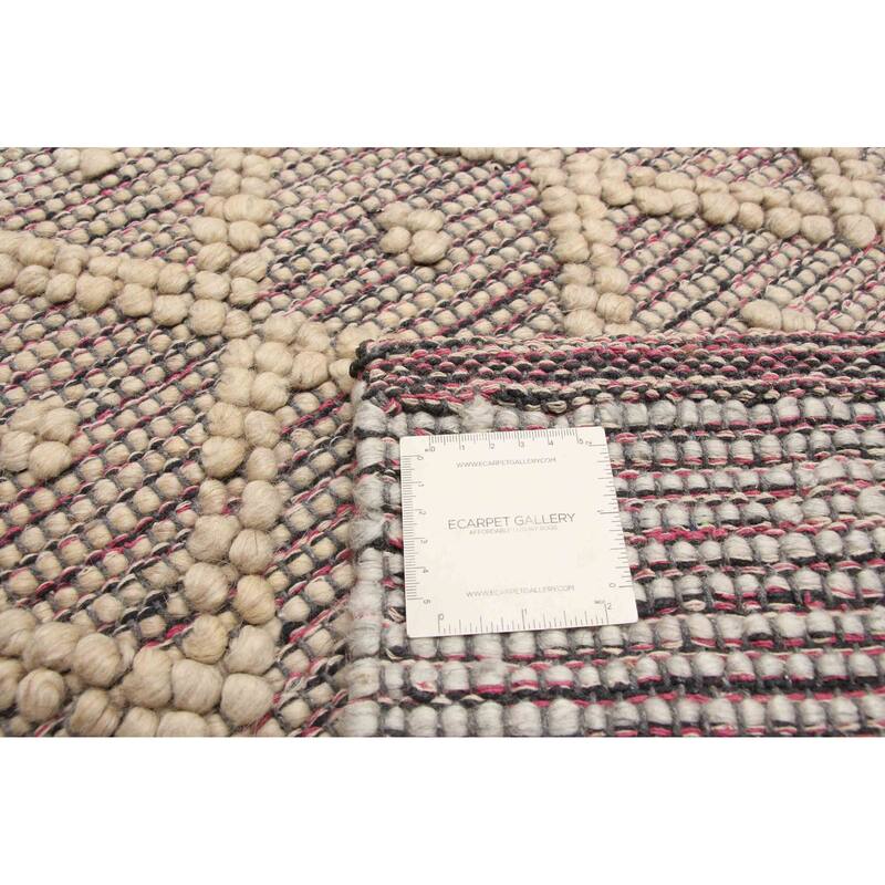 ECARPETGALLERY Braid weave Sienna Khaki Wool Rug - 5'0 x 7'11