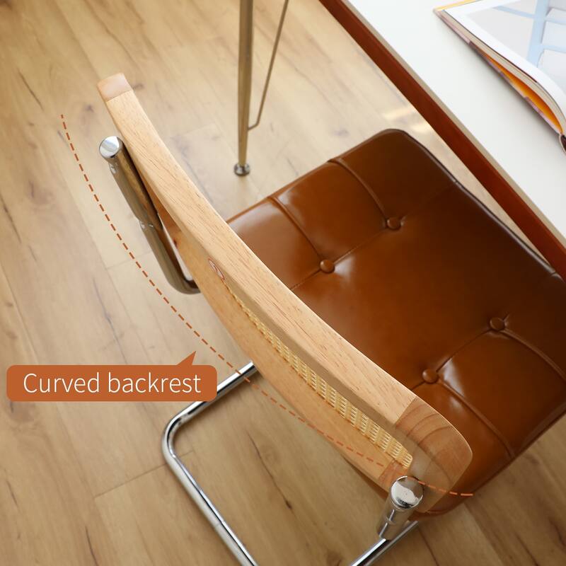 Modern Mid-Century Dining Chairs Rattan Decorative Side Chairs with High-Density Sponge Seats for Kitchen, Living Room, Set of 2