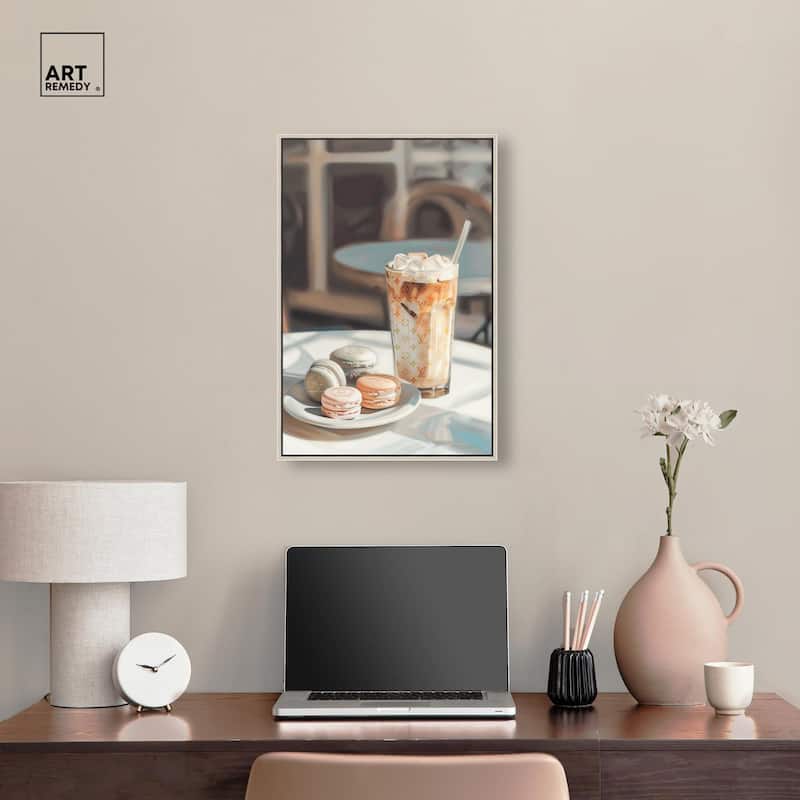 Glam Iced Coffee and Macarons Canvas by Art Remedy