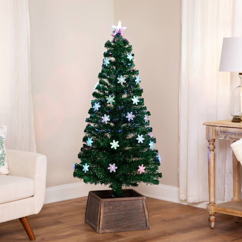 Pre-Lit Fiber Optic Snowflake Artificial Christmas Tree - 5' - Multi LED Lights